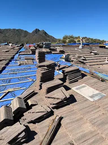 Shingle roofing construction in progress